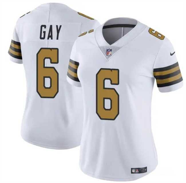 Women%27s New Orleans Saints #6 Willie Gay White Color Rush Football Stitched Limited Jersey Dzhi